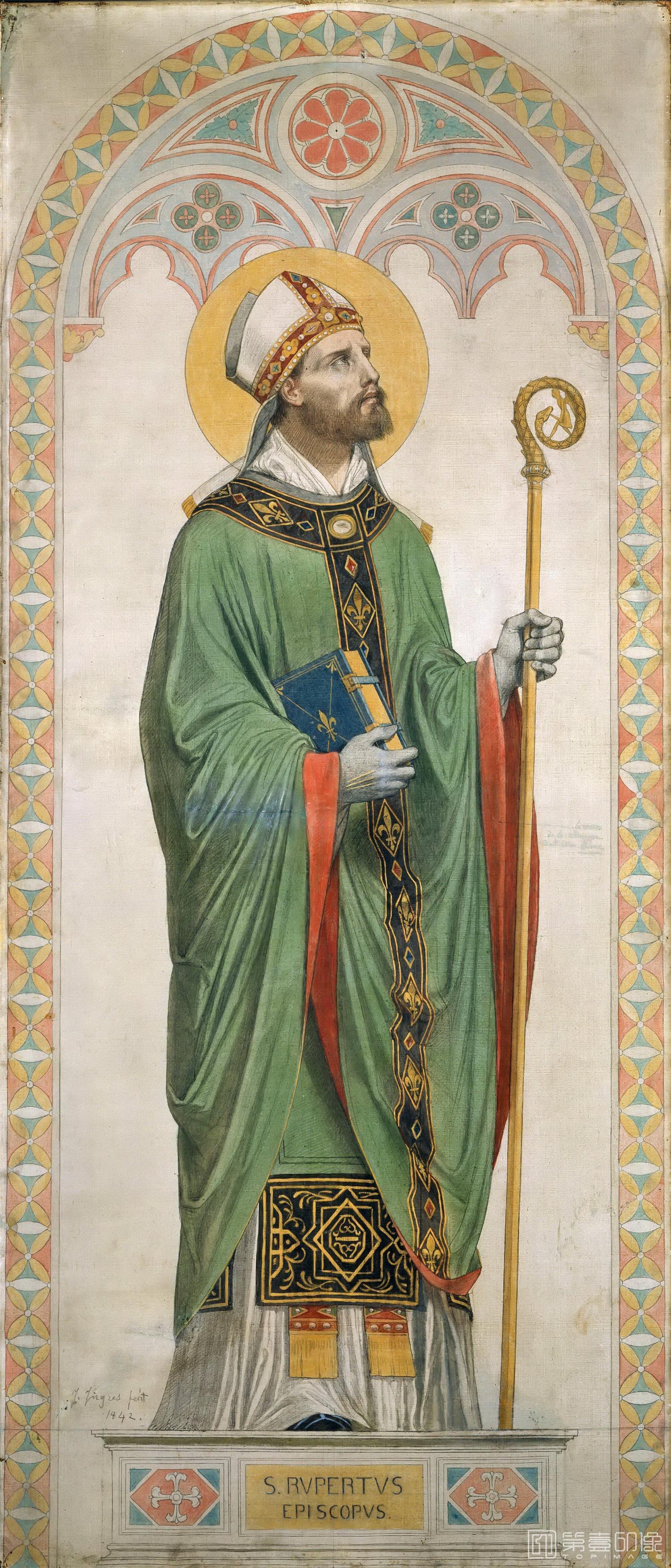 油画-卢浮宫-Jean-Auguste-Dominique IngresSaint Rupert, Bishop of Worms-1058